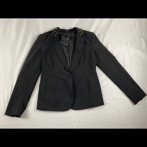 Aqua black jacket with gold studded collar